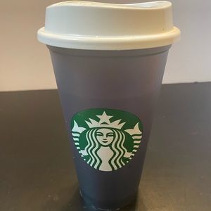 Starbucks color changing 16 ounce reusable coffee hot beverage cup dip lid